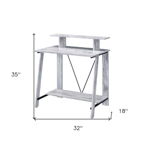 Homeroots 32" Antiqued White Writing Desk   491427