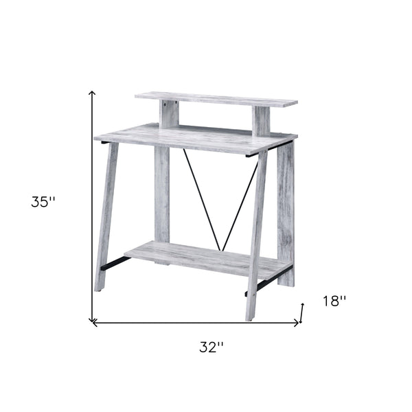 Homeroots 32" Antiqued White Writing Desk   491427