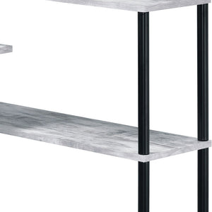 Homeroots 39" Antiqued White L Shape Writing Desk   491430