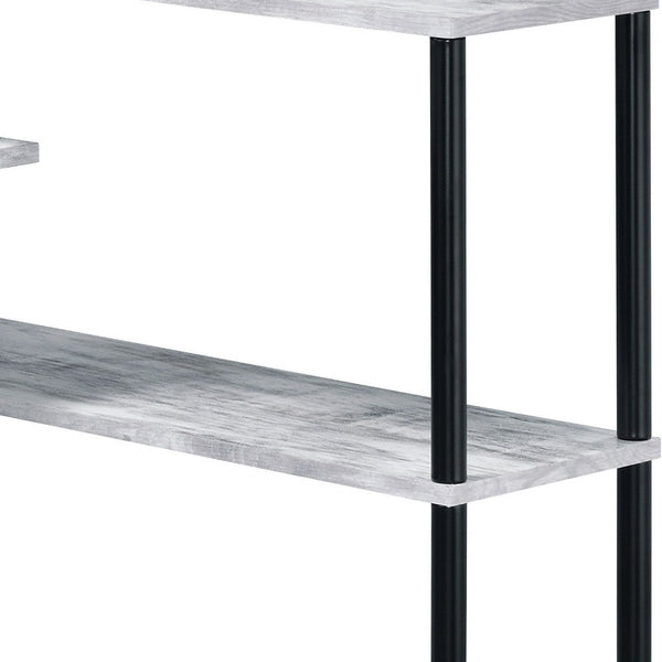 Homeroots 39" Antiqued White L Shape Writing Desk   491430