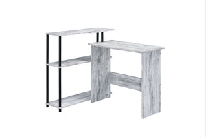 Homeroots 39" Antiqued White L Shape Writing Desk   491430