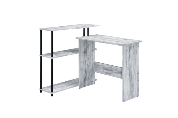 Homeroots 39" Antiqued White L Shape Writing Desk   491430