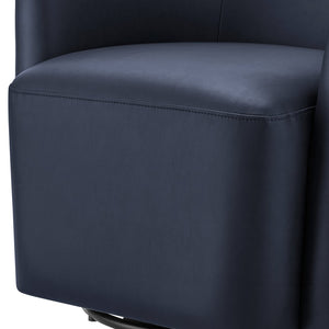 English Elm Ardena Midnight Blue Faux Leather Swivel Barrel Chair — Modern 360° Swivel, Pocket Coil Seat, Compact Chic (29.5x30x31.75) B050P322594