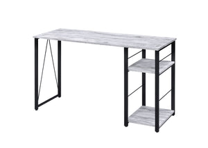 Homeroots 47" Antiqued White And Black Writing Desk   491436