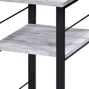 Homeroots 47" Antiqued White And Black Writing Desk   491436