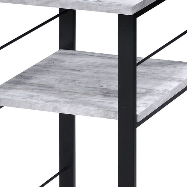 Homeroots 47" Antiqued White And Black Writing Desk   491436