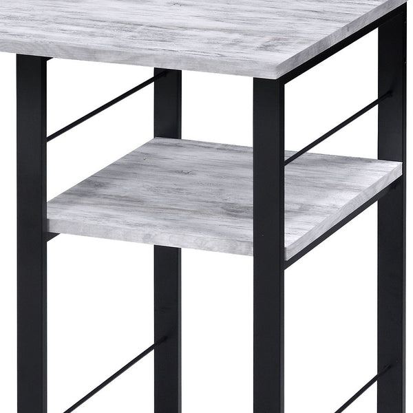 Homeroots 47" Antiqued White And Black Writing Desk   491436