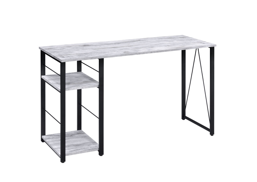 Homeroots 47" Antiqued White And Black Writing Desk   491436