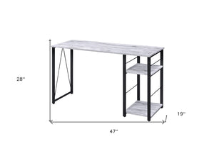 Homeroots 47" Antiqued White And Black Writing Desk   491436