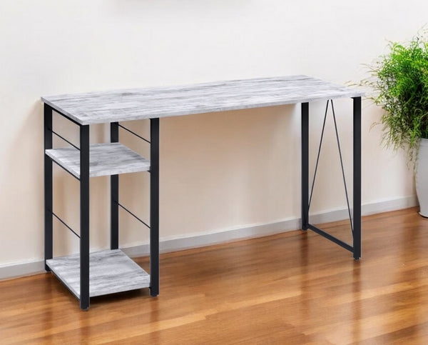 Homeroots 47" Antiqued White And Black Writing Desk   491436