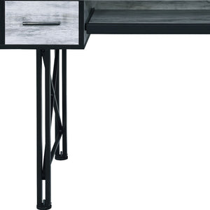 Homeroots 47" Antiqued White And Black Computer Desk With Two Drawers   491439