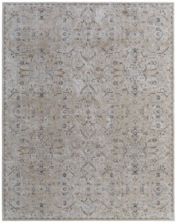 Feizy Rugs Pasha Global Charm Rug – Vibrant Machine-made Polyester, Pet-friendly, Low Pile For Any Space Taupe,Ivory,Blue Polyester Pas39m6fbgebluf05