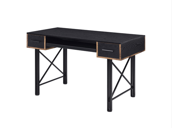 Homeroots 47" Black Computer Desk With Two Drawers   491440