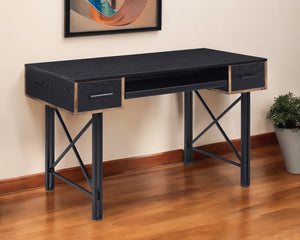 Homeroots 47" Black Computer Desk With Two Drawers   491440