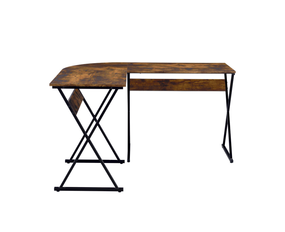 Homeroots 50" Brown And Black L Shape Writing Desk   491444