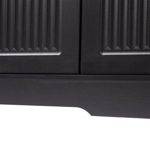 English Elm 63" Fluted Sideboard Buffet Cabinet with Coffee Bar Storage, 4 Doors 3 Drawers, Smooth Silent Slides Black W2917P319112