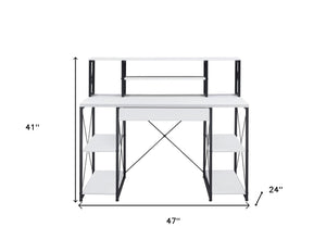 Homeroots 47" White And Black Computer Desk   491450