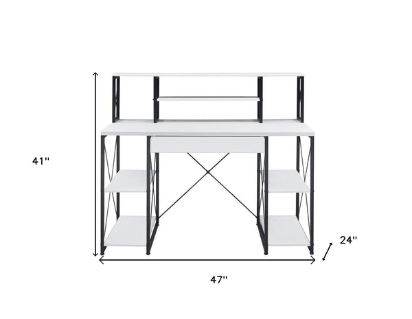 Homeroots 47" White And Black Computer Desk   491450