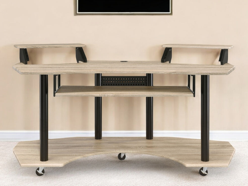 Homeroots 71" Natural And Black Music Recording Studio Desk   491452