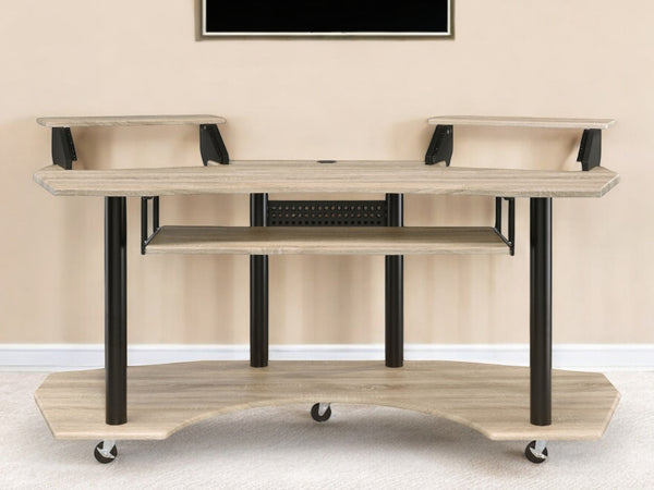 Homeroots 71" Natural And Black Music Recording Studio Desk   491452