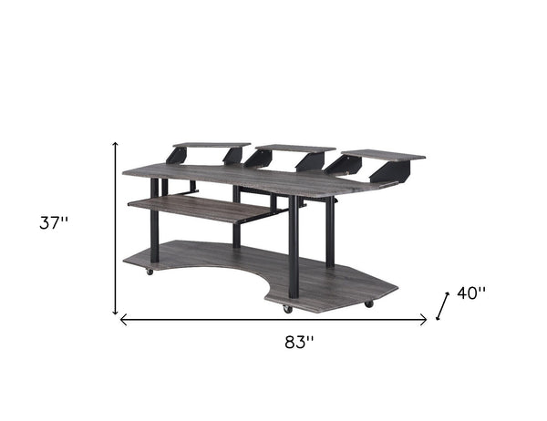 Homeroots 83" Black Music Recording Studio Desk   491453