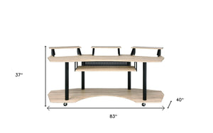 Homeroots 83" Natural And Black Music Recording Studio Desk   491454