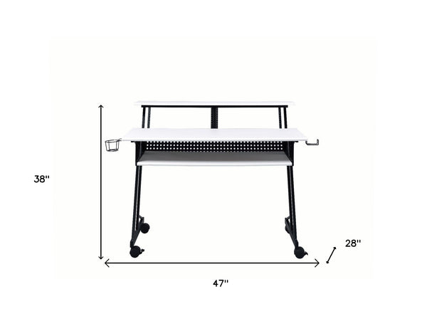 Homeroots 47" White And Black Computer Desk   491456