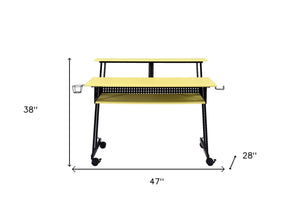 Homeroots 47" Yellow And Black Computer Desk   491457