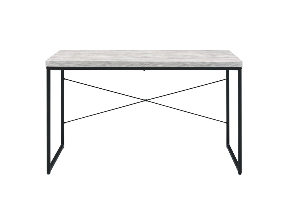 Homeroots 47" Antiqued White And Black Writing Desk   491460