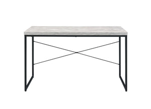 Homeroots 47" Antiqued White And Black Writing Desk   491460