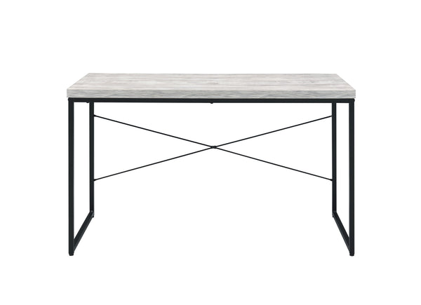 Homeroots 47" Antiqued White And Black Writing Desk   491460