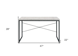 Homeroots 47" Antiqued White And Black Writing Desk   491460