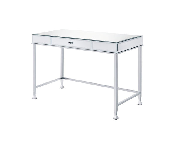 Homeroots 42" Clear And Silver Mirrored Writing Desk   491462