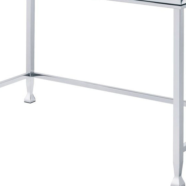 Homeroots 42" Clear And Silver Mirrored Writing Desk   491462