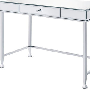 Homeroots 42" Clear And Silver Mirrored Writing Desk   491462