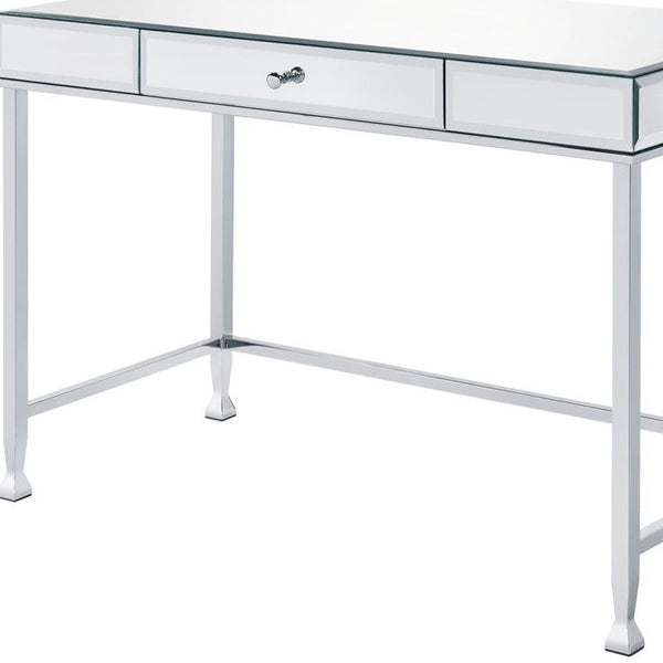 Homeroots 42" Clear And Silver Mirrored Writing Desk   491462