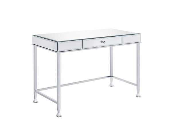 Homeroots 42" Clear And Silver Mirrored Writing Desk   491462