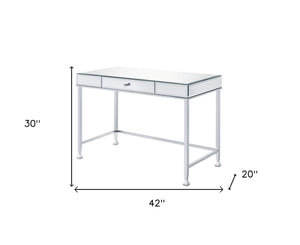 Homeroots 42" Clear And Silver Mirrored Writing Desk   491462