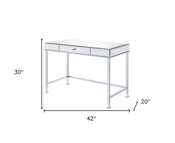 Homeroots 42" Clear And Silver Mirrored Writing Desk   491462