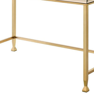 Homeroots 42" White And Gold Mirrored Writing Desk   491463
