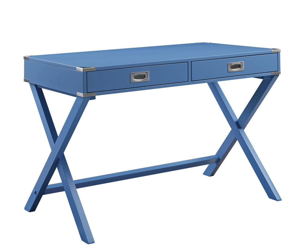Homeroots 42" Blue Writing Desk With Two Drawers   491467