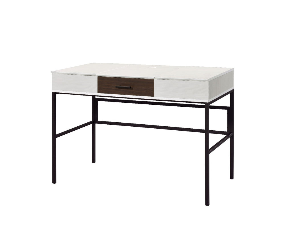 Homeroots 42" White And Black Writing Desk   491478