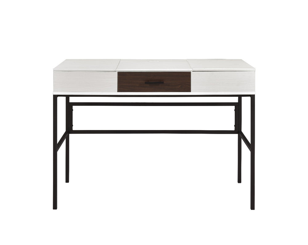 Homeroots 42" White And Black Writing Desk   491478