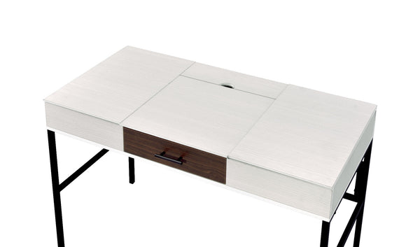 Homeroots 42" White And Black Writing Desk   491478