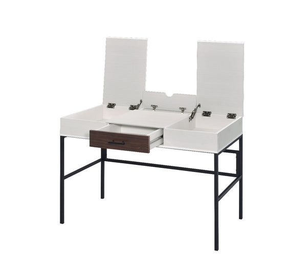 Homeroots 42" White And Black Writing Desk   491478