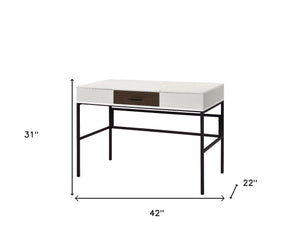 Homeroots 42" White And Black Writing Desk   491478