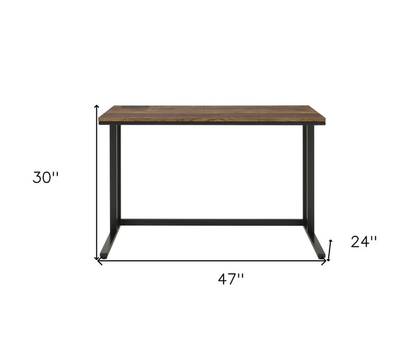 Homeroots 47" Brown And Black Writing Desk   491481