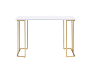 Homeroots 48" White And Gold Writing Desk   491483