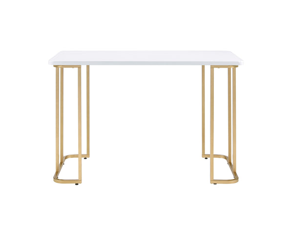 Homeroots 48" White And Gold Writing Desk   491483