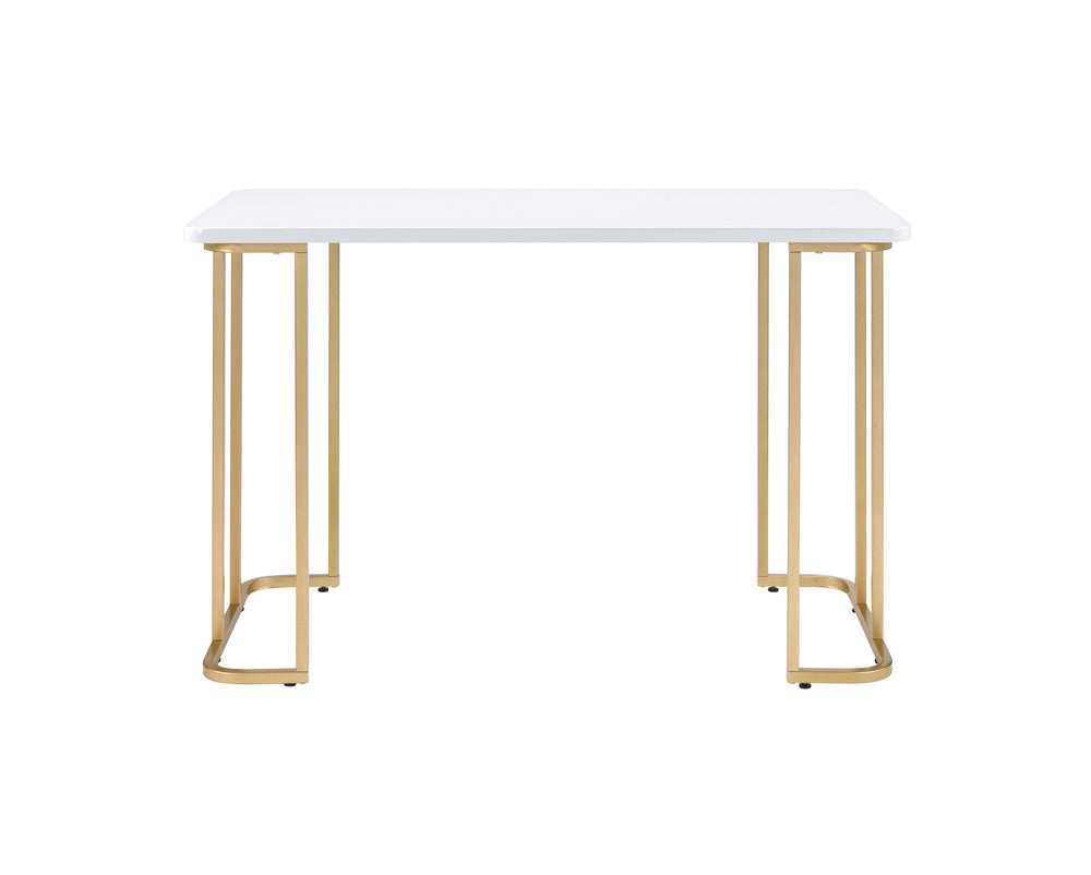 Homeroots 48" White And Gold Writing Desk   491483